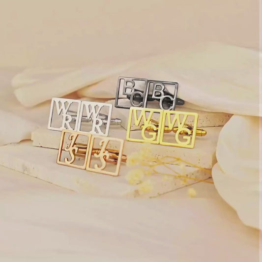 Custom Initial Cufflinks for Men - Name Cufflinks - Stainless Steel Cufflinks - Personalized Cufflinks for Him - Gift For Dad