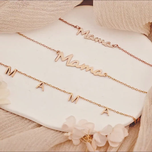 Mama Necklace Handmade Personalized Gift from Daughter - Mom Necklace in Gold, Rose Gold Minimalist Jewelry - Mother in Law Gifts