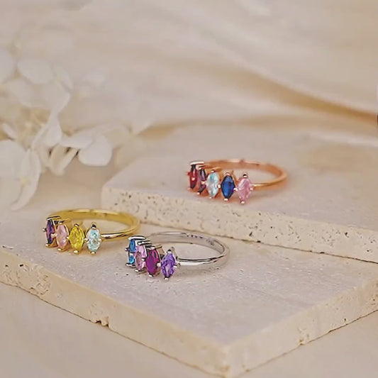 Mothers Ring with Birthstone 2, 3, 4 , 5 Stones - Custom Multi-stone Rings - Family Birthstone Ring Grandmother Ring - Mothers Day Gifts