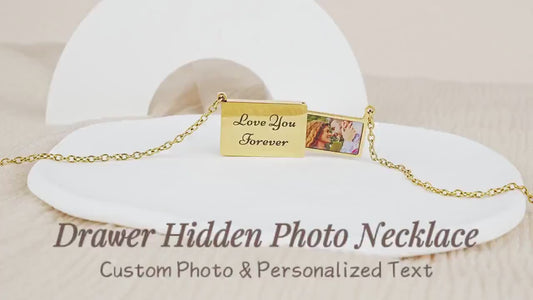 Graduation Gifts - Photo Locket Necklace- Engraved Necklace - Hidden Drawer Photo Necklace - Anniversary Gift for Her - Best Friend Gift